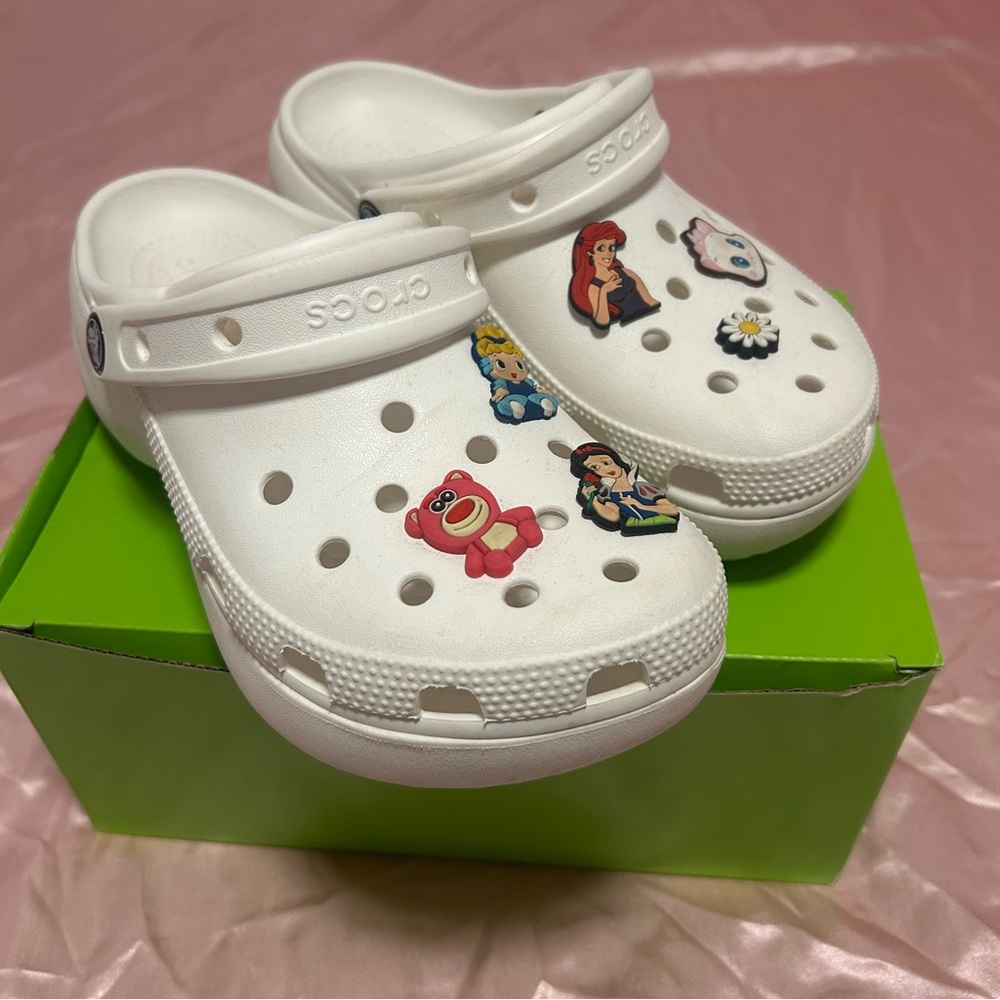 White platform crocs